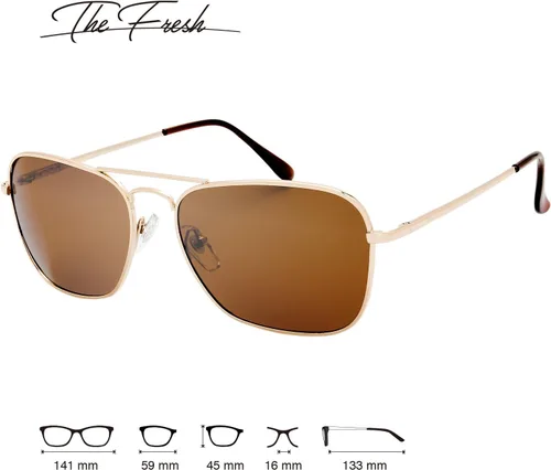Vista 5 de The Fresh Gafas de sol polarizadas con marco de metal retro clásico, gafas de sol rectangulares