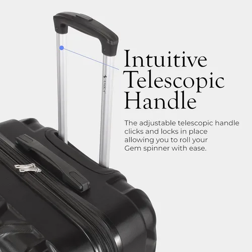 Vista 7 de AMKA Juego de equipaje giratorio extensible Gem Hardside, Negro -, Spinner de mano extensible Hardside con estuche cosmético incluido