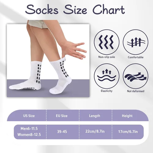Vista 7 de 6 Pairs Grip Soccer Socks Colorful Non Slip Sports Football Basketball Hospital Yoga Socks for Men Women