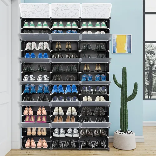 Vista 2 de CONFIAR Estante organizador portátil de 12 niveles, 72 pares, 36 rejillas, estante de almacenamiento de torre, soporte expandible para tacones