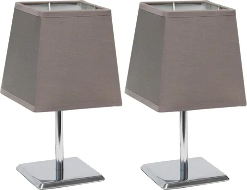 Vista 14 de Simple Designs LT2062-GRY - Mini lámpara de mesa de cromo cuadrado con pantalla de tela Empire, gris