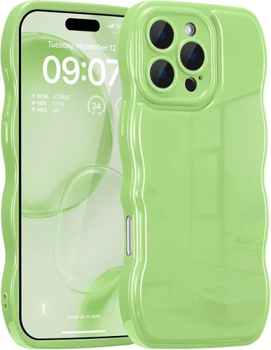 Vista 25 de FABSPARK - Funda para iPhone 11, diseño simple, marco ondulado, estética, silicona suave, color beige