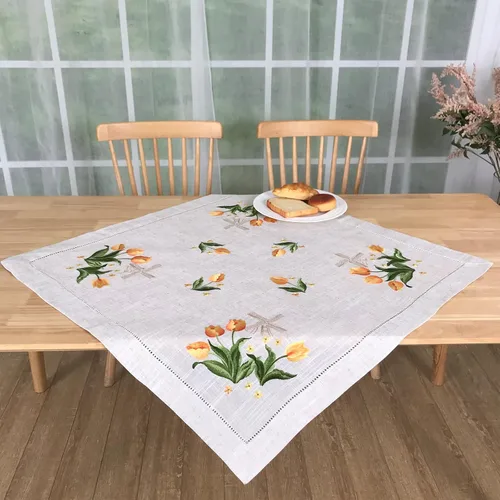 Vista 21 de Mantel bordado para decoración de encaje a prueba de polvo, sin arrugas, lavable, floral, rectangular, para cocina, comedor, vacaciones, cumpleaños