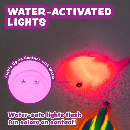 Vista 5 de Tub Works® Mermaid Lagoon™ Light Up Bath Toys, 6 Pack Water-Activated Light Up Toys Flash & Change Color Easy-Grip Baby Girl & Toddler Bath Toys