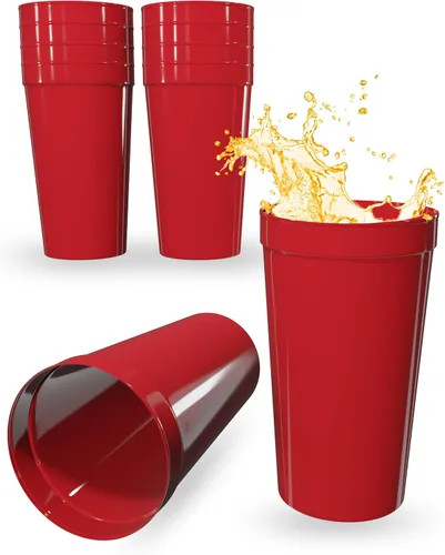 Vista 94 de PartyPrints Paquete de 100 vasos de plástico en blanco reutilizables de 10 a 12 onzas, vasos de estadio a granel, sin BPA, aptos para lavavajillas