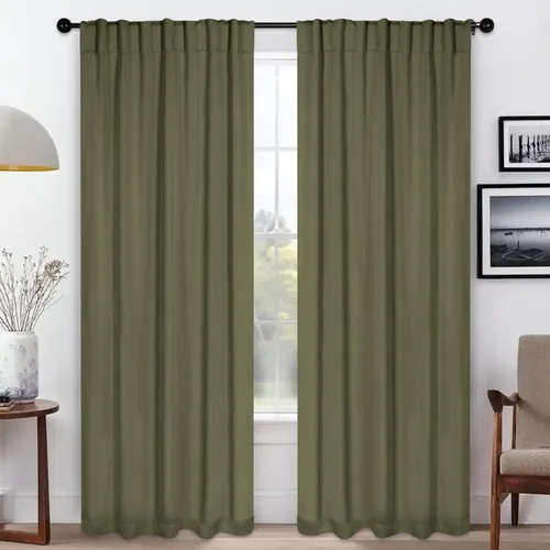 Vista 28 de BLUENILEMILLS Paneles de cortinas opacas para oscurecer la habitación con bolsillo para barra/pestañas traseras, cortinas perfectas para ventanas