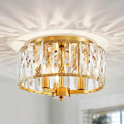 Vista 16 de AGV LIGHTING CL003F - Lámpara de techo de cristal K9, moderna lámpara de techo semiempotrada, perfecta para sala de estar, dormitorio, comedor, D13