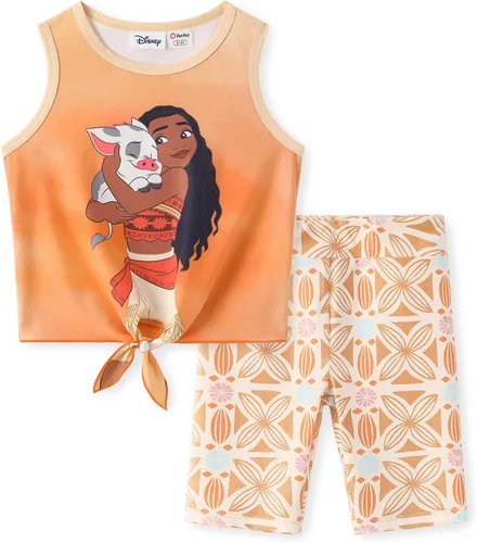 Vista 10 de Disney Stitch, Frozen, Minnie Mouse, Princesa, Winnie Tank Top+Shorts Dolphin para niñas, conjunto deportivo de entrenamiento de verano