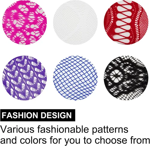 Vista 4 de Justay 6 Pairs Womens Fishnet Thigh High Stockings High Waist Fishnet Stockings Suspender Pantyhose Stockings for Women
