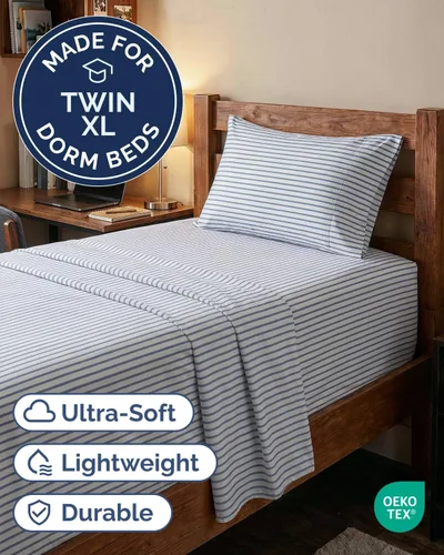 Vista 633 de Extra Deep Twin XL Sheet Set - 3 Piece College Dorm Room - White 01-Blanco