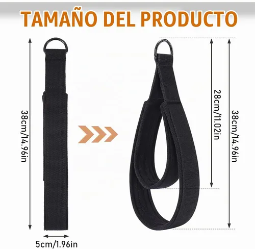 Vista 2 de TOBWOLF 2PCS Pilates Straps for Reformer, Double Loop D Ring Foot Hand