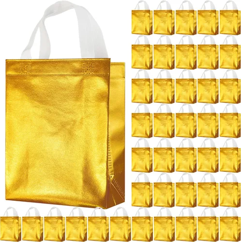 Vista 22 de BLEWINDZ 100 bolsas de regalo reutilizables medianas con asas - Ideales para obsequios de fiestas y bolsas de compras (10 colores)