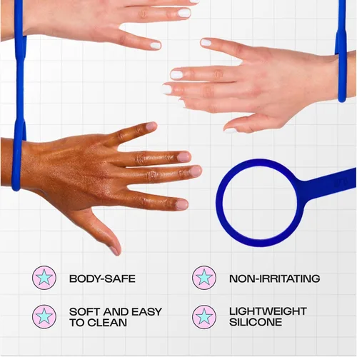 Vista 3 de Unbound Cuffies: silicona flexible, impermeable, esposas suaves, talla única, azul marino