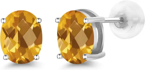Vista 9 de Gem Stone King Aretes de oro de 14 quilates con piedra natal ovalada de 0.315 x 0.236 in Aretes de oro para mujer