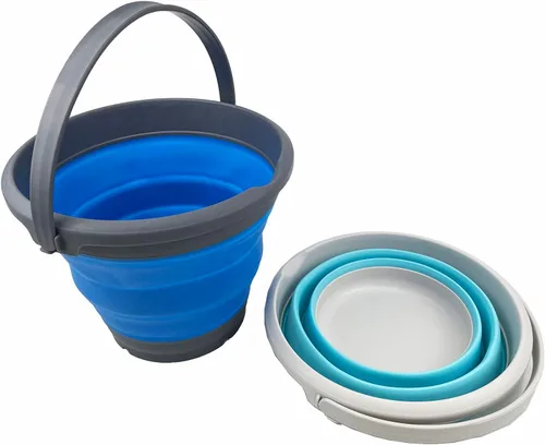 Vista 2 de SAMMART Cubo de plástico plegable de 5.5 L (1.4 galones), bañera redonda plegable, cubo de agua portátil para pesca, maceta de agua para exteriores