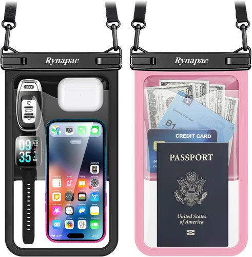 Vista 10 de Rynapac Bolsa impermeable para teléfono - Bolsa impermeable para teléfono de 8.5 pulgadas con cordón, bolsa seca para teléfono IPX8, artículos