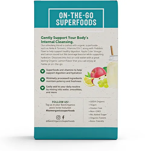 Vista 3 de BareOrganics Digestion Superfood - Bebida en polvo orgánica, ayuda a la digestión, 5 varitas