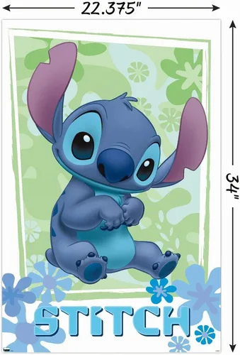 Vista 3 de Trends International Disney Lilo and Stitch - Póster de pared de flores, 22.375 x 34 pulgadas, versión sin marco