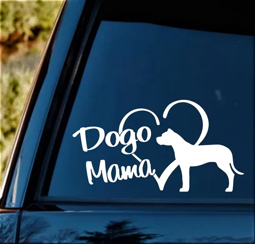 Vista 3 de Calcomanía Dogo Mama Dogo Argentino Vinilo Adhesivo para Ventana de Coche BG 836