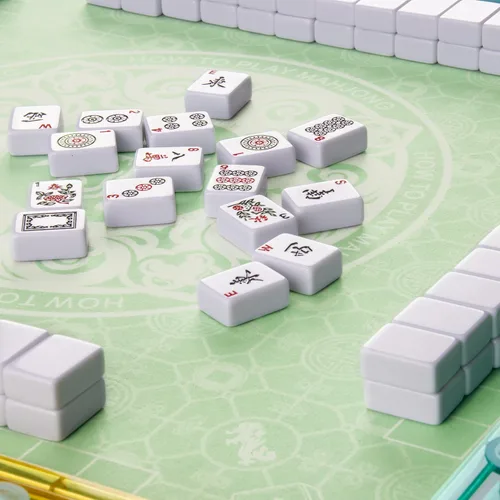 Vista 8 de American Mahjong Set con alfombrilla y bastidores, 166 azulejos