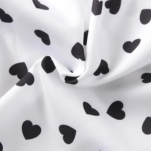 Vista 7 de Vestido de manga larga con estampado de amor para niñas de San Valentín y conjunto recién nacido