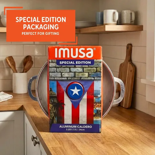 Vista 3 de IMUSA Caldero de aluminio pulido Boricua de 3.2 cuartos de galón con tapa Boriqua