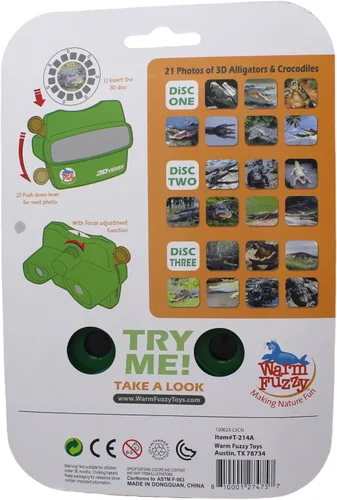 Vista 5 de WARM FUZZY Toys 3D Viewfinder (Aligator) - Visor para niños y adultos, juguetes clásicos, visor de diapositivas, visor de carrete 3D, retro