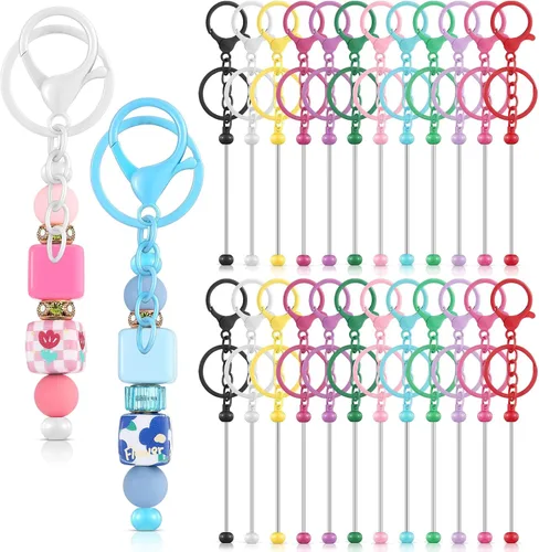Vista 12 de Tondiamo 24 piezas de barras de llavero con cuentas a granel para kit de fabricación de llaveros, regalos para mujeres y hombres, manualidades DIY