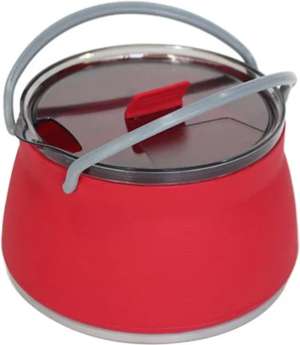 Vista 9 de Cacerola plegable, utensilios de cocina para campamento, senderismo, silicona plegable, hervidor de agua con tapa, utensilios de cocina, viaje, Azul