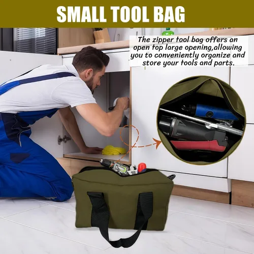 Vista 2 de BLIRITEL Bolsa de herramientas de boca ancha, bolsa de almacenamiento de herramientas de lona resistente, bolso de gran capacidad, organizador