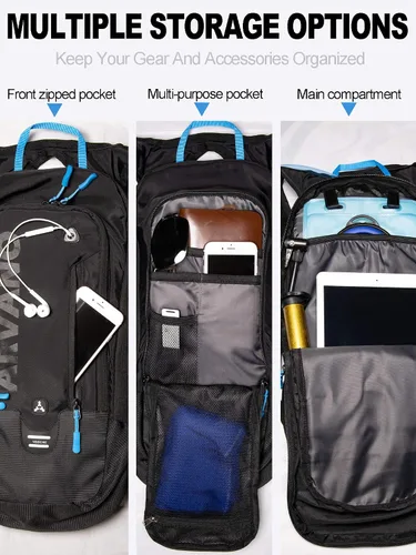 Vista 3 de Hydration Backpack, Lightweight Hydration Pack with 2L Water Bladder, 6L Water Backpack for Men Women Cycling, Hiking, Mountain Biking, Skiing
