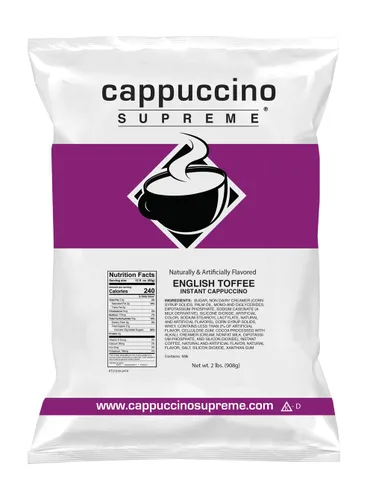Vista 3 de Cappuccino Supreme Mezcla de capuchino instantáneo de caramelo inglés, 6 x 2 libras