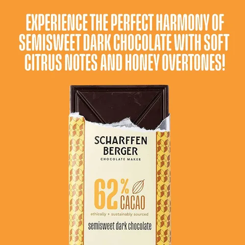 Vista 3 de Scharffen Berger Barra de Chocolate (3 onzas, paquete de 6) – Barra de chocolate negro semidulce, 62% de cacao, sin gluten, barras de chocolate