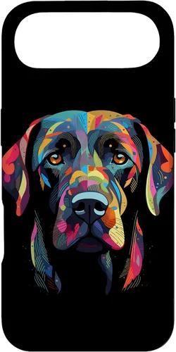 Vista 27 de Labrador Retriever - Carcasa para iPhone 17, diseño de cara de perro, color negro