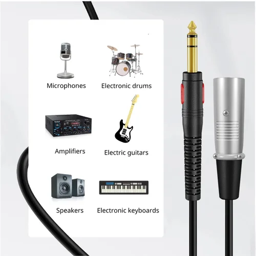 Vista 5 de TNP XLR a 1/4 TRS - Cable equilibrado de 3 pies – XLR macho a 1/4 de pulgada de 1/4 de pulgada de 0.250 in de interconexión estéreo de audio chapado