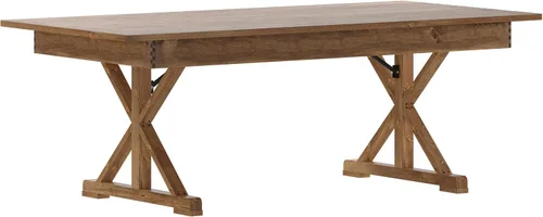 Vista 14 de Flash Furniture HERCULES Mesa de Granja Plegable Rectangular de Pino Macizo Rústico Antiguo de 7' x 40", Color Natural Claro