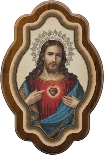 Vista 5 de Intercession Arte de pared enmarcado del Sagrado Corazón de Jesús y la Virgen María, juego de 2 piezas