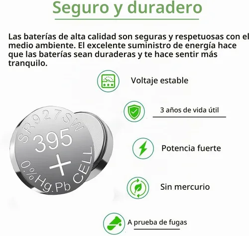 Vista 4 de SKOANBE Batería de reloj de celda de moneda con botón LR926 SR927SW 1.5V AG7 399 395 395A LR57 botón