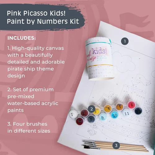 Vista 2 de Pink Picasso Kits de pintura por números para niños de 5 a 12 años Juego de pintura para niños principiantes de 8 x 10 pulgadas, kit de pintura