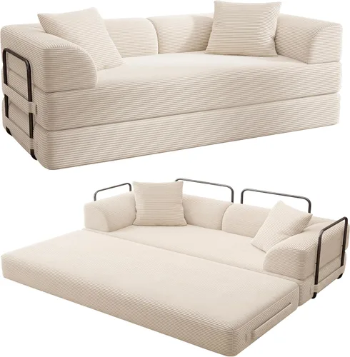 Vista 9 de Sofá cama convertible Cloud sin huesos, sofá de piso de 177,8 cm, 4 en 1, plegable, acomodado, sofá de 2 plazas, sofá cama de espuma de alta