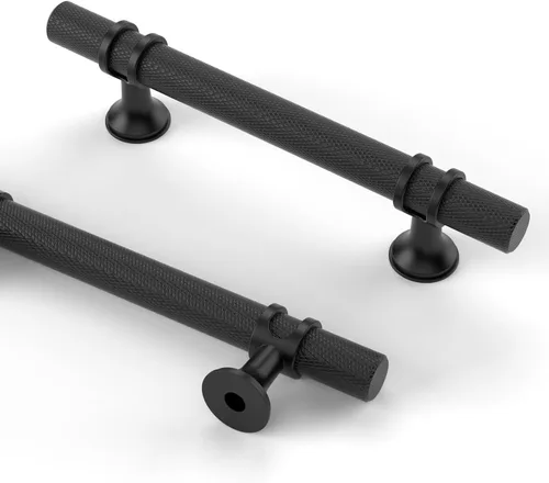 Vista 38 de Asidrama - Paquete de 10 manijas para gabinete de cocina de 3 pulgadas (76mm) de color negro mate y bronce champán, tiradores para gabinete