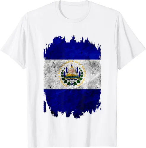 Vista 20 de Camiseta con bandera de El Salvador de El Salvador con diseño de bandera de El Salvador, Negro, S