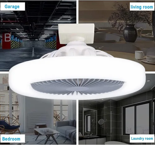 Vista 4 de Ventilador de techo inteligente con luces, montaje empotrado, tres velocidades, ideal para dormitorios pequeños