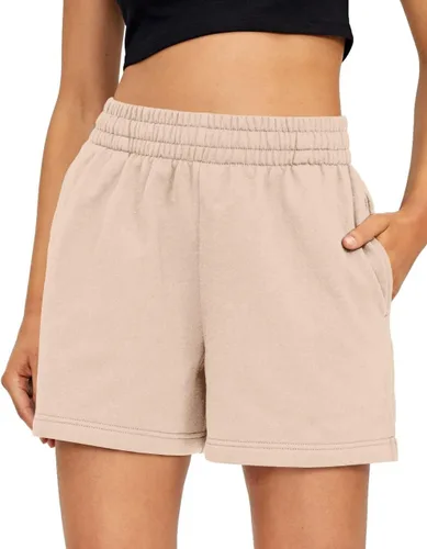 Vista 76 de AUTOMET Pantalones cortos deportivos para mujer, estilo casual, con cordón, cómodos, elásticos, de cintura alta, con bolsillos