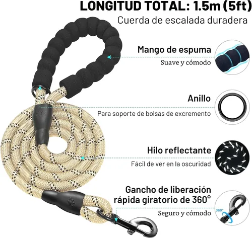 Vista 3 de haapaw - Arnés para perro con correa, arnés reflectante, ajustable y sin tirones para cachorros con chaleco acolchado grueso para perros