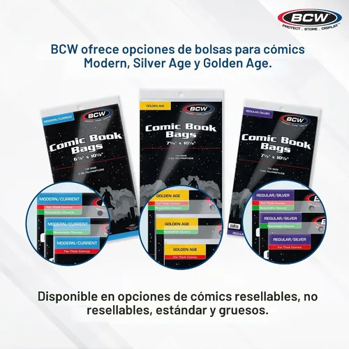 Vista 5 de BCW Bolsas resellables de cómics de la Edad de Plata – 200 unidades Calidad de archivo, protección sin ácidos para cómics de la Edad de Plata 7