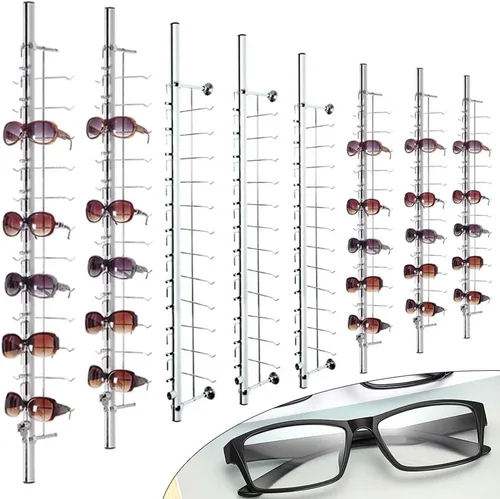 Vista 9 de 10 soportes de exhibición de lentes de sol de aluminio con cerradura para lentes de sol y gafas, organizador de almacenamiento (12 marcos)