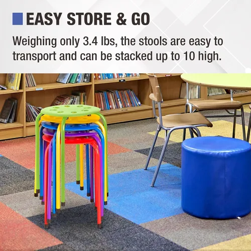 Vista 6 de Norwood Muebles Comerciales Taburetes Apilables para Niños y Adultos, 17.75" Altura Estándar Taburetes Portátiles Anidables de Oficina y Aula