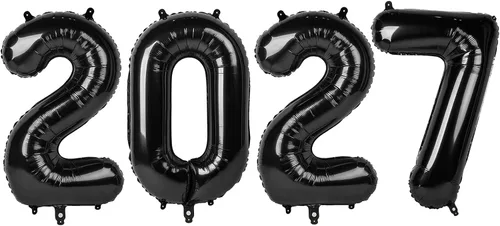 Vista 29 de Globos con números de 40 pulgadas, color negro, para decoraciones