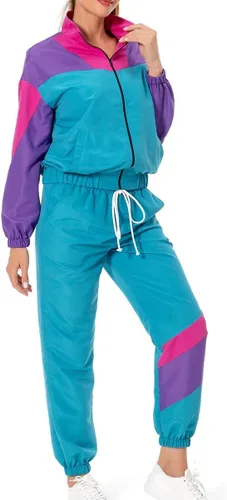 Vista 9 de 80s 90s Track Suit for Women 2 Piece Long Sleeve Retro Outfit Set Azul